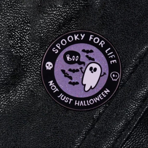 Spooky for Life Not Just Halloween Lapel Pin goth - Picture 3 of 10
